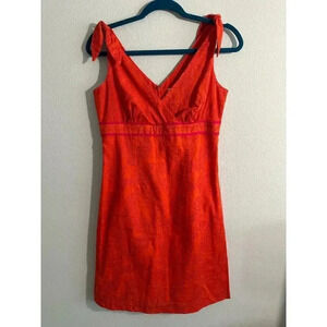 Vintage | Lilly Pulitzer Shift Dress | Orange w/ Pink | Embroidered | 6